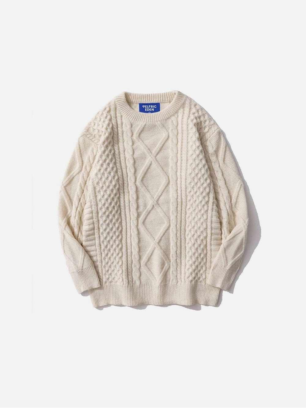 Aelfric Eden Cream Cable Knit Crewneck Sweater